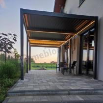 Aranżacja: Aluminiowa pergola tarasowa 3x6 z lamelami Lufel 2.0 LED - Antracite