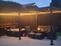 Aranżacja: Aluminiowa pergola tarasowa 3x6 z lamelami Lufel 2.0 LED - Antracite