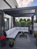 Aranżacja: Aluminiowa pergola tarasowa z oświetleniem LED 3x3m z lamelami Lufel 2.0 - Antracyt