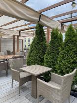 Aranżacja: Aluminiowa pergola z przesuwnym materiałowym dachem Kirn 3x6 - Cream Wood