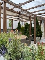 Aranżacja: Aluminiowa pergola z przesuwnym materiałowym dachem Kirn 3x6 - Cream Wood