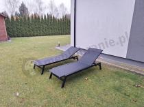 Aranżacja: Aluminiowe leżaki ogrodowe na kółkach z regulacją oparcia Tebu - Black 2szt.