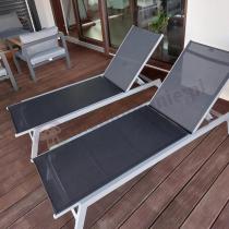 Aranżacja: Aluminiowe leżaki ogrodowe z regulacją Erebu - Black + Silver 2szt.