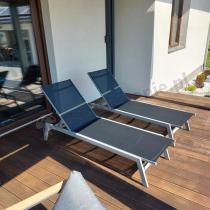 Aranżacja: Aluminiowe leżaki ogrodowe z regulacją Erebu - Black + Silver 2szt.