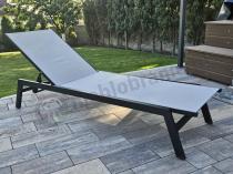 Aranżacja: Aluminiowe leżaki ogrodowe z regulowanymi oparciami Erebu - Silver + Black 2szt.