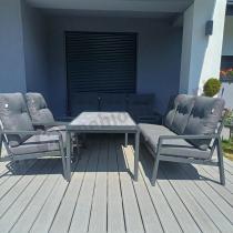 Aranżacja: Aluminiowe meble na taras dla 8 osób z 2 sofami i stołem 180x80 - Tavaro Grande Antracite