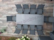 Aranżacja: Aluminiowe meble na taras z rozkładanym stołem 240cm + 10 regulowanych krzeseł Daven Antracite Beton