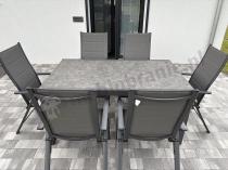 Aranżacja: Aluminiowe meble na taras z rozkładanym stołem 240cm + 10 regulowanych krzeseł Daven Antracite Beton
