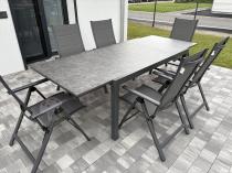 Aranżacja: Aluminiowe meble na taras z rozkładanym stołem 240cm + 10 regulowanych krzeseł Daven Antracite Beton