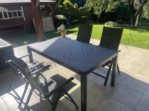Aranżacja: Aluminiowe meble na taras z rozkładanym stołem 240cm + 10 regulowanych krzeseł Daven Antracite Beton