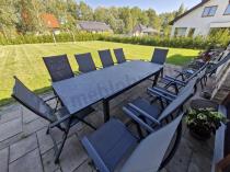 Aranżacja: Aluminiowe meble na taras z rozkładanym stołem 240cm + 10 regulowanych krzeseł Daven Antracite Beton
