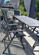 Aranżacja: Aluminiowe meble na taras z rozkładanym stołem 240cm + 10 regulowanych krzeseł Daven Antracite Beton