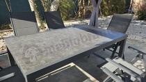Aranżacja: Aluminiowe meble na taras z rozkładanym stołem 240cm + 10 regulowanych krzeseł Daven Antracite Beton