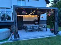 Aranżacja: Aluminiowe meble na taras ze stołem obiadowym 160 cm Calamba Grande - Light Grey
