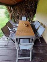Aranżacja: Aluminiowe meble obiadowe na taras - stół 210cm i 8 składanych krzeseł Tanami Daven Taupe