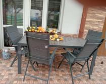 Aranżacja: Aluminiowe meble tarasowe - stół 180cm i składane 7 pozycyjne krzesła - Kanbery Antracite Ceramic 8+1