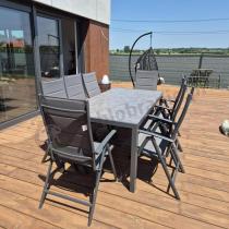 Aranżacja: Aluminiowe meble tarasowe - stół 180cm i składane krzesła - Kanbery Antracite Ceramic 8+1