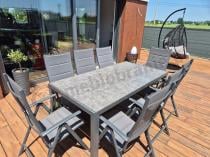 Aranżacja: Aluminiowe meble tarasowe - stół 180cm i składane krzesła - Kanbery Antracite Ceramic 8+1