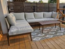 Aranżacja: Aluminiowy "drewniany" narożnik tarasowy w stylu boho Oluf Cream