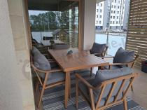 Aranżacja: Aluminiowy komplet mebli obiadowych na taras - Else 6+1 - Grey