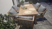 Aranżacja: Aluminiowy komplet mebli obiadowych na taras - Else 6+1 - Grey