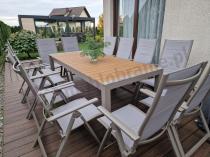 Aranżacja: Aluminiowy komplet mebli tarasowych stół rozkładany do 210cm i 12 składanych krzeseł Tanami Daven Taupe