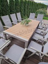 Aranżacja: Aluminiowy komplet mebli tarasowych stół rozkładany do 210cm i 12 składanych krzeseł Tanami Daven Taupe