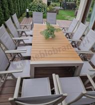 Aranżacja: Aluminiowy komplet mebli tarasowych stół rozkładany do 210cm i 12 składanych krzeseł Tanami Daven Taupe