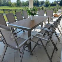 Aranżacja: Aluminiowy komplet stół 210cm i 12 składanych krzeseł Tanami Daven Taupe
