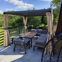 Aranżacja: Aluminiowy narożnik ogrodowy z fotelem i stołem 160cm Calamba Corner XL - Grey