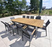 Aranżacja: Aluminiowy zestaw mebli ogrodowych obiadowych dla 10 osób, stół 220-280 cm - Avio Ebra – Antracyt
