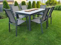 Aranżacja: Aluminiowy zestaw mebli ogrodowych z rozkładanym stołem 150-210cm + 8 krzeseł Azuro Antracite