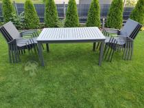 Aranżacja: Aluminiowy zestaw mebli ogrodowych z rozkładanym stołem 150-210cm + 8 krzeseł Azuro Antracite