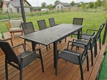 Aranżacja: Aluminiowy zestaw mebli ogrodowych z rozkładanym stołem 150-210cm + 8 krzeseł Azuro Antracite
