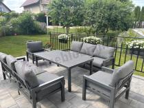 Aranżacja: Aluminiowy zestaw mebli z wysokim stołem obiadowym Calamba Grande - Antracite