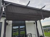 Aranżacja: Antracytowa pergola ogrodowa z zasłonami Hiro 3x4 - Grey