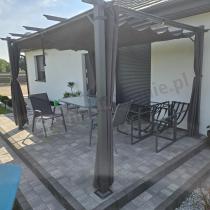Aranżacja: Antracytowa pergola ogrodowa z zasłonami Hiro 3x4 - Grey