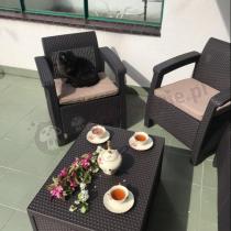 Aranżacja: Arica Rattan Table stolik do ogrodu ze skrzynią brązowy