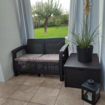 Aranżacja: Arica Rattan Table stolik do ogrodu ze skrzynią brązowy