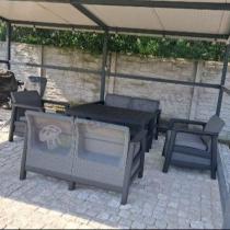 Aranżacja: Ażurowe meble tarasowe Scali Fiesta grafit dla 6 osób ze stołem regulowanym
