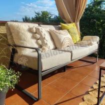 Aranżacja: Beżowa sofa ogrodowa z metalowym stelażem - 3 osobowa 175cm - Ater