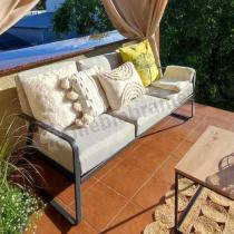 Aranżacja: Beżowa sofa ogrodowa z metalowym stelażem - 3 osobowa 175cm - Ater