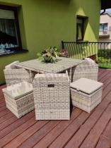 Aranżacja: Beżowe meble ogrodowe z technorattanu dla 8 osób kostka Cubioso Beige & Beige