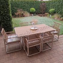 Aranżacja: Beżowy komplet mebli ogrodowych obiadowych dla 6 osób Kibi ze stołem 160x90cm