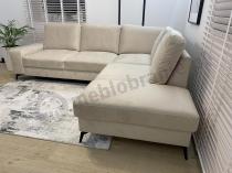 Aranżacja: Beżowy narożnik Flavio Slim z funkcją spania 255x214cm prawy
