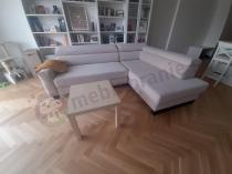 Aranżacja: Beżowy narożnik nowoczesny z funkcją spania do salonu Livio 249x184 cm Matt Velvet 08 prawy