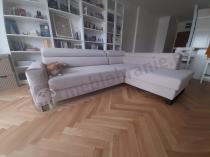 Aranżacja: Beżowy narożnik nowoczesny z funkcją spania do salonu Livio 249x184 cm Matt Velvet 08 prawy