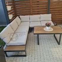 Aranżacja: Beżowy narożnik wypoczynkowy na taras 220x220cm Panaon - Light Beige Teak