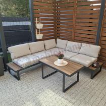 Aranżacja: Beżowy narożnik wypoczynkowy na taras 220x220cm Panaon - Light Beige Teak