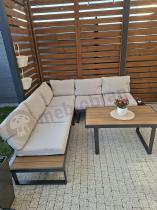 Aranżacja: Beżowy narożnik wypoczynkowy na taras 220x220cm Panaon - Light Beige Teak